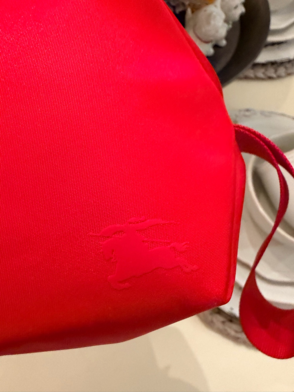 Burberry Red Nylon Travel Cosmetic Pouch with Wrist Strap - Picture 7 of 7